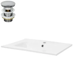 Ml-Design Lavabo encastré en céramique blanc avec garniture de vidage chrome 610x460x165mm
