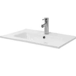 Ml-Design Lavabo encastré en céramique blanc avec garniture de vidage chrome 610x460x165mm