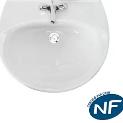 Sanindusa Lavabo mural 55 cm céramique traditionnelle Aveiro blanc sans trous