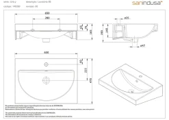 Sanindusa Lavabo mural céramique traditionnelle UrbY 65x47 blanc (robinet et vidage non inclus)