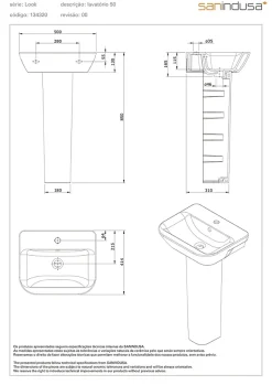 Sanindusa Lavabo mural céramique traditionnelle Look 50x41 blanc (robinet et vidage non inclus)* Lavabo