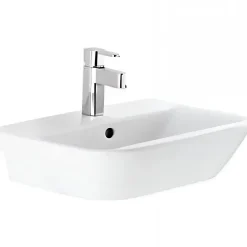 Sanindusa Lavabo mural céramique traditionnelle Look 46x42 blanc (robinet et vidage non inclus)* Lavabo