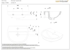 Sanindusa Lavabo mural céramique traditionnelle 46x37cm Easy blanc (robinet et vidage non inclus)* Lavabo