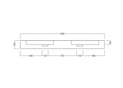 Bernstein Lavabo mural en fonte minérale 153x45x15cm Blanc mat, Sans Console métallique métallique