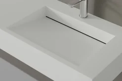 Bernstein Lavabo mural en fonte minérale 153x45x15cm Blanc mat + Console métallique sur pieds 150S* Lavabo