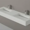 Bernstein Lavabo mural en fonte minérale 153x45x15cm Blanc mat + Console métallique suspendue 150S