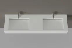 Bernstein Lavabo mural en fonte minérale 153x45x15cm Blanc mat + Console métallique suspendue 150S