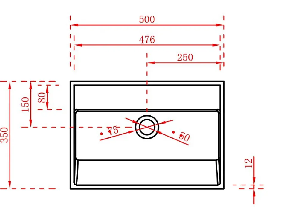 Bernstein Lavabo mural suspendu design 50x35x40cm en fonte minérale - TW18