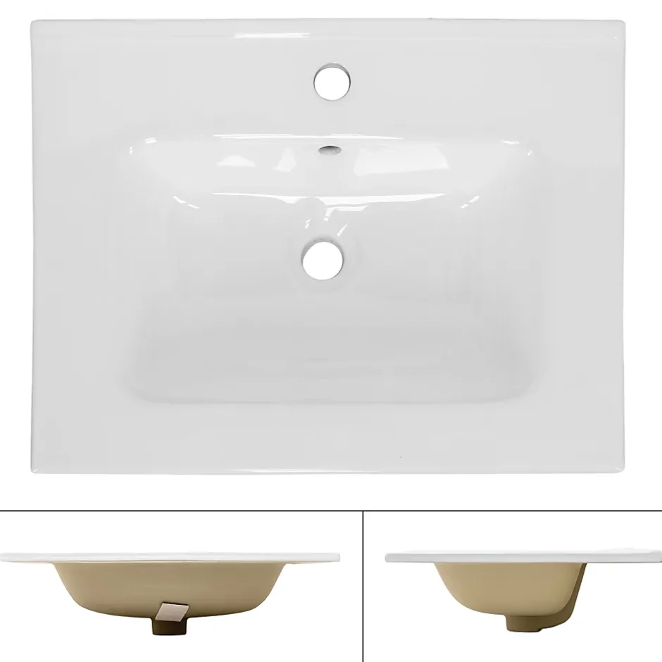 Ml-Design Lavabo éncastre en ceramique blanc vasque lave-main rectangulaire 610x165x460 mm