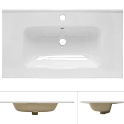 Ml-Design Lavabo éncastre en céramique blanc vasque a poser rectangulaire 810x165x640 mm