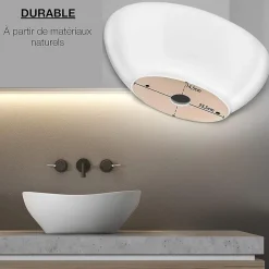 Nature Pro Lavabo ovale avec effet lotus Vasque à poser sans trou pour robinet blanc pur, 41 x 33 x 14,5 cm* Lavabo