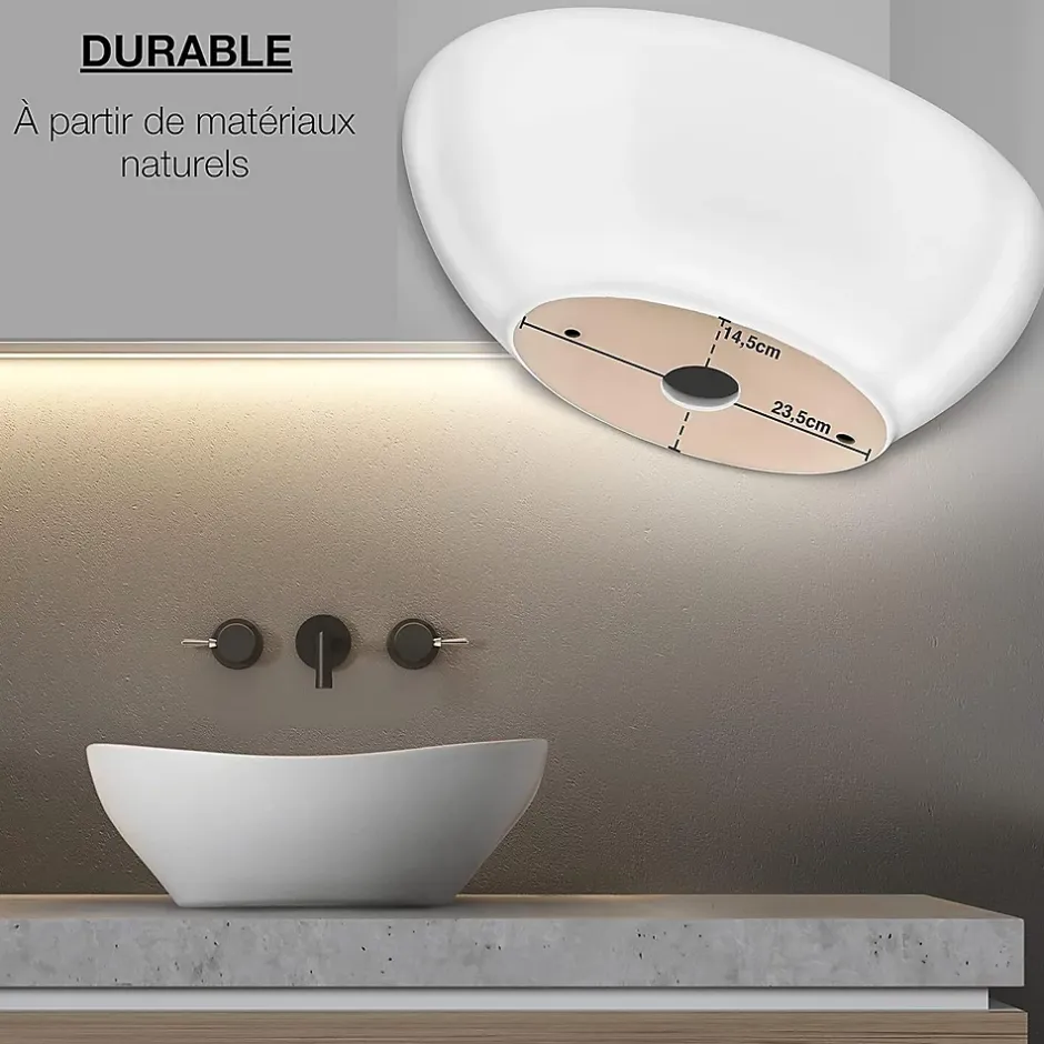 Nature Pro Lavabo ovale avec effet lotus Vasque à poser sans trou pour robinet blanc pur, 41 x 33 x 14,5 cm* Lavabo