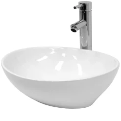 ECD Germany Lavabo ovale en ceramique vasque a poser lave-mains salle de bain 410x330x142mm