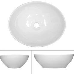 ECD Germany Lavabo ovale en ceramique vasque a poser lave-mains salle de bain 410x330x142mm