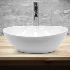ECD Germany Lavabo ovale en ceramique vasque a poser lave-mains salle de bain 410x330x142mm