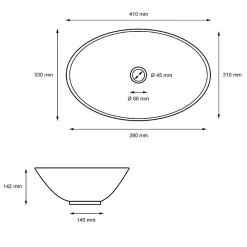 ECD Germany Lavabo ovale en ceramique vasque a poser lave-mains salle de bain 410x330x142mm