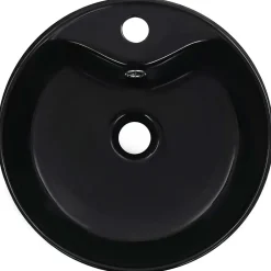 Home Maison Lavabo rond avec trop-plein (36x13 cm - Noir)
