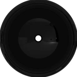 Vidaxl Lavabo rond en céramique noir - - 40 x 15 cm - Design moderne et tendance