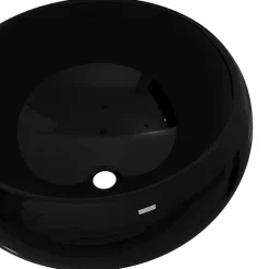 Vidaxl Lavabo rond en céramique noir - - 40 x 15 cm - Design moderne et tendance