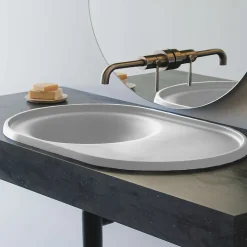Poalgi Lavabo semi-encastré résine Wraitom 64x14,5x42 cm blanc série DAL* Vasque À Encastrer