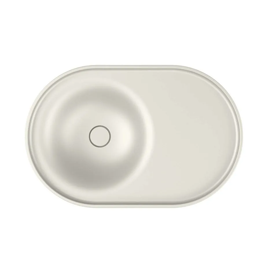 Poalgi Lavabo semi-encastré résine Wraitom 64x14,5x42 cm blanc marfil série DAL* Vasque À Encastrer