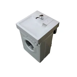Plusdeplace Lavabo spécial Machine À Laver Gpm2 - Siphon déporté dans le coin - 47cm de profondeur libéré sous la vasque - Pour machine à lave* Lavabo