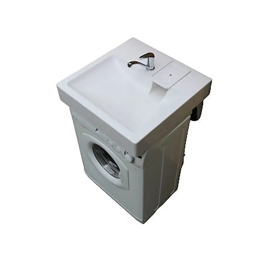 Plusdeplace Lavabo spécial Machine À Laver Gpm2 - Siphon déporté dans le coin - 47cm de profondeur libéré sous la vasque - Pour machine à lave* Lavabo