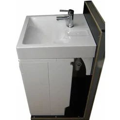 Plusdeplace Lavabo spécial Machine À Laver Gpm2 - Siphon déporté dans le coin - 47cm de profondeur libéré sous la vasque - Pour machine à lave* Lavabo