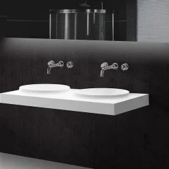 Rue Du Bain Lavabo Suspendu Double Vasque Moulées Solid surface Blanc 120cm Origin* Plan Double Vasque