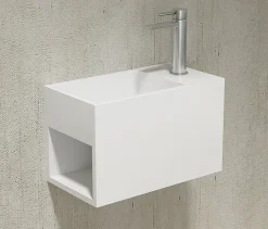 Bernstein Lavabo suspendu 33x18x20,5cm avec espace de rangement en résine de synthèse - blanc mat - PB2046