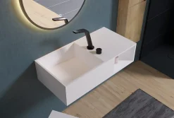 Bernstein Lavabo suspendu 80x40x20cm en fonte minérale avec espace de rangement - PB2037* Lavabo