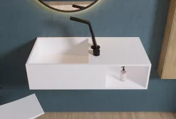 Bernstein Lavabo suspendu 80x40x20cm en fonte minérale avec espace de rangement - PB2037* Lavabo