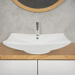 ECD Germany Lavabo vasque à poser / suspendu céramique salle de bain lave-mains 605 x 460 mm