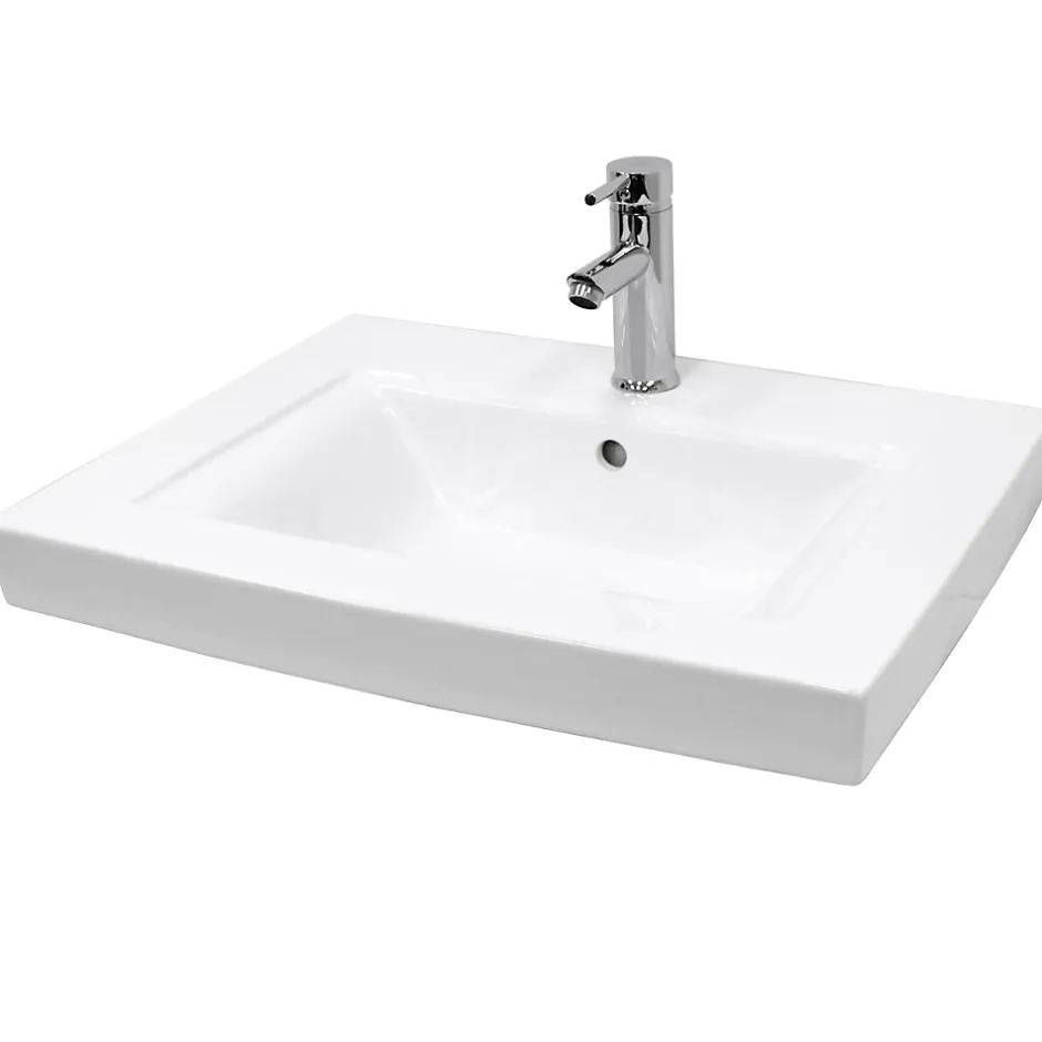 ECD Germany Lavabo vasque a encastrer ceramique Evier encastré salle de bain 60x46x16 cm