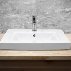 ECD Germany Lavabo vasque a encastrer ceramique Evier encastré salle de bain 60x46x16 cm