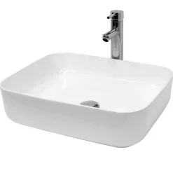 ECD Germany Lavabo vasque a poser ceramique lave-main salle de bain blanc 505 x 395 x 135 mm