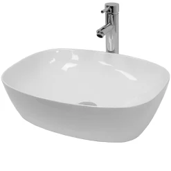 ECD Germany Lavabo vasque a poser en ceramique blanche Evier ovale salle de bain 505x385 mm