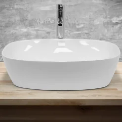 ECD Germany Lavabo vasque a poser en ceramique blanche Evier ovale salle de bain 505x385 mm