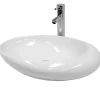 ECD Germany Lavabo vasque a poser en ceramique blanche Evier ovale salle de bain 585x375 mm* Vasque À Poser
