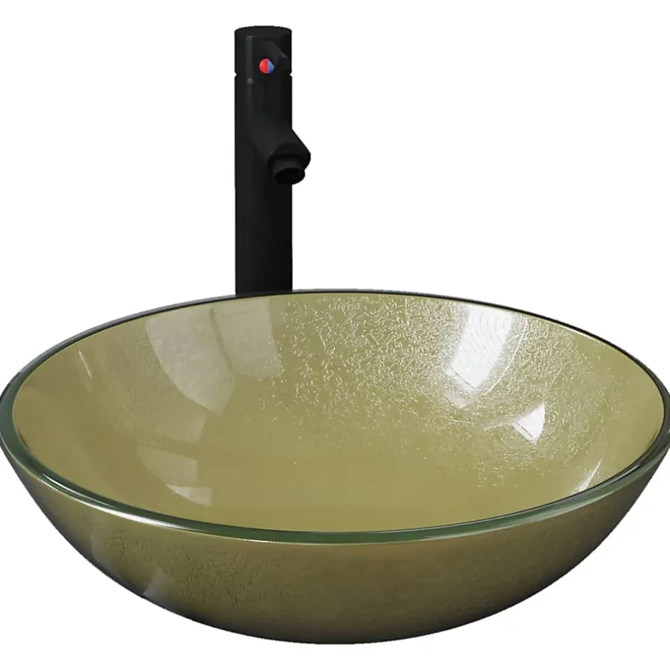 Helloshop26 Lavabo vasque salle de bain diamètre verre transparent