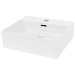 ECD Germany Lavabo vasque salle de bain en céramique suspendu / à poser angulaire 415x360mm
