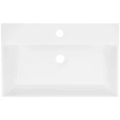 ECD Germany Lavabo vasque salle de bain céramique suspendu/à poser rectangulaire 605x365 mm