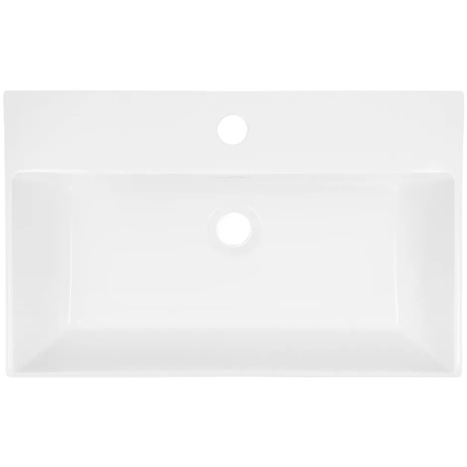 ECD Germany Lavabo vasque salle de bain céramique suspendu/à poser rectangulaire 605x365 mm