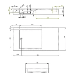 Bernstein Lavabo Vasque suspendu blanc mat 100x50x12cm en fonte minérale, montage mural, sans trou robinetterie - PB2155