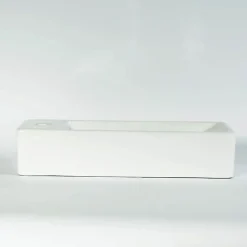 Rue Du Bain Lave main Rectangle Gauche Céramique Blanc 38x15 cm - Minimalist