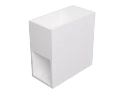 Vente-unique Lave main suspendu blanc en solid surface avec niche - Robinetterie à droite - 40 cm - PUMORI* Plan Simple Vasque