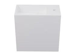 Vente-unique Lave main suspendu blanc en solid surface avec niche - Robinetterie à droite - 40 cm - PUMORI* Plan Simple Vasque