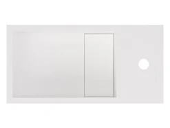 Vente-unique Lave main suspendu blanc en solid surface avec niche - Robinetterie à droite - 40 cm - PUMORI* Plan Simple Vasque