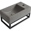 Vente-unique Lave main suspendu en béton avec support - Robinetterie à droite - L40 x l22 cm - UCHAMI