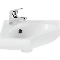 Sanindusa Lave mains d'angle mural céramique traditionnelle 36x36 Sado blanc (robinet non inclus)